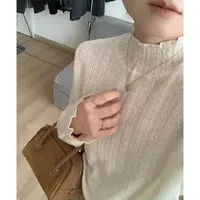 半高领荷叶边打底衫女针织衫秋装新款时尚气质宽松洋气内搭上衣