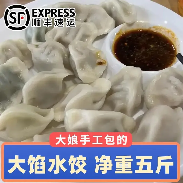 【顺丰包邮】5斤手包水饺牛肉羊肉猪肉大葱大馅手工韭菜速冻水饺子