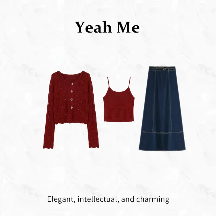 Yeah Me/也觅【绯蓝派对】秋季新款高级感气质连帽上衣穿搭长裤套装