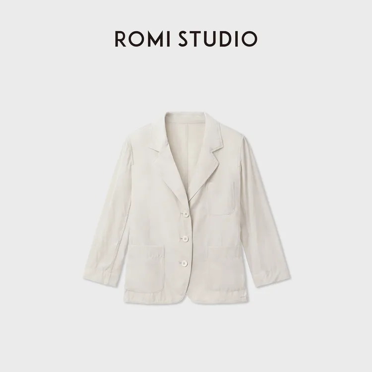 ROMI STUDIO防晒UPF50+轻量化高弹轻薄西装杏色外套RWCRWG4356