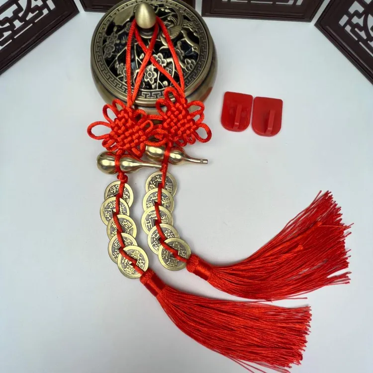 全黄铜葫芦挂件家居门边挂饰挂件手工编制吉祥结客厅卧室厨房挂件