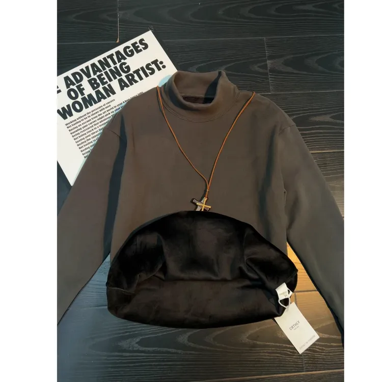 秋冬新款男生休闲加绒加厚秋冬打底衫半高领德绒卫衣保暖内衣上衣