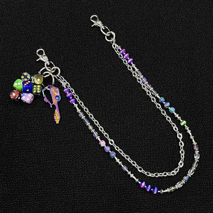 MS幻彩骰子裤链vintage美式小众cleanfit嘻哈腰间挂饰包挂件