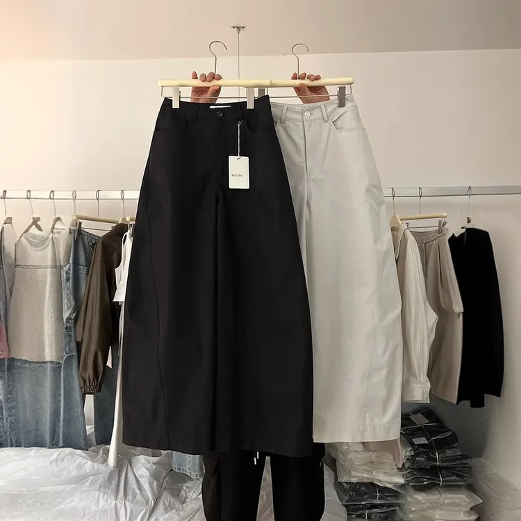 韩系高级梨形宝藏裤韩系简约立体剪裁廓形休闲裤女百搭阔腿奶奶裤
