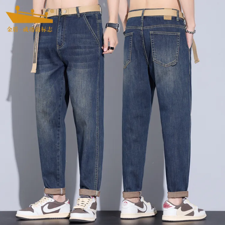 金盾男士秋冬直筒裤胖子显瘦款2025新品水洗长裤宽松休闲牛仔裤
