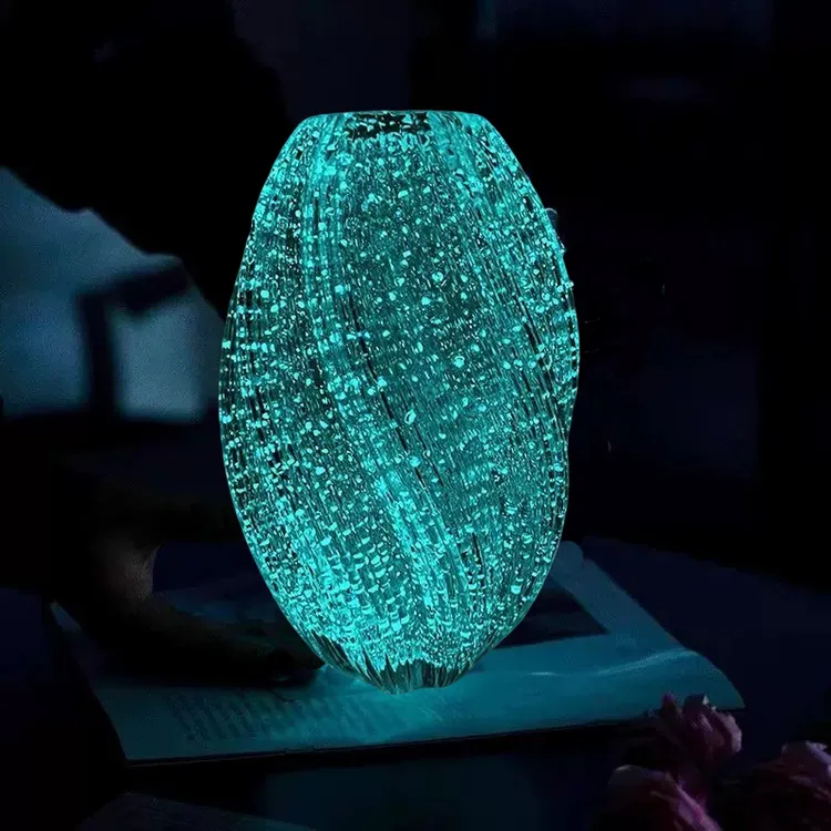 【花伴水】夜光麦芽糖花瓶简约轻奢透明玻璃花瓶摆件