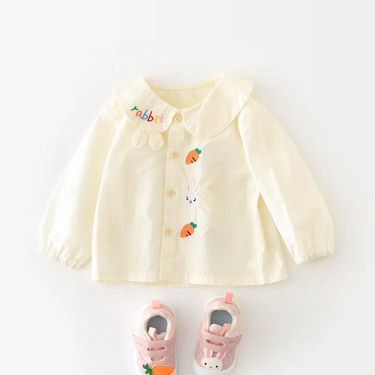 女宝宝长袖衬衣纯棉娃娃衫上衣女童小童春装衬衫小外套薄