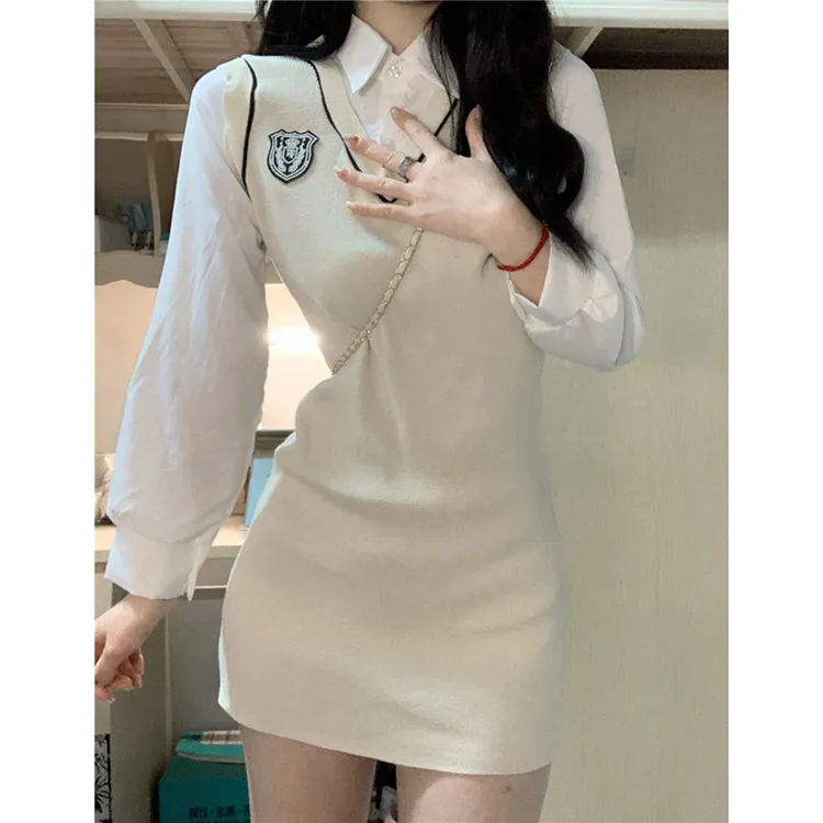 代发退货率百分之10 学院风JK连衣裙女秋冬23新款修身显瘦纯欲内