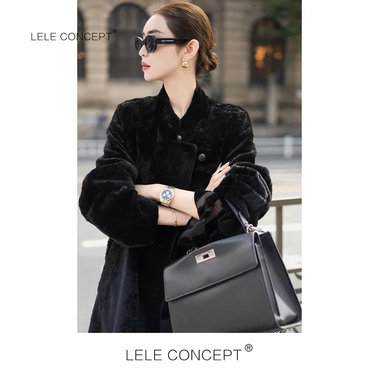 LELE CONCEPT丨「丽」都市轻奢长款皮毛一体外套FG25D0170W