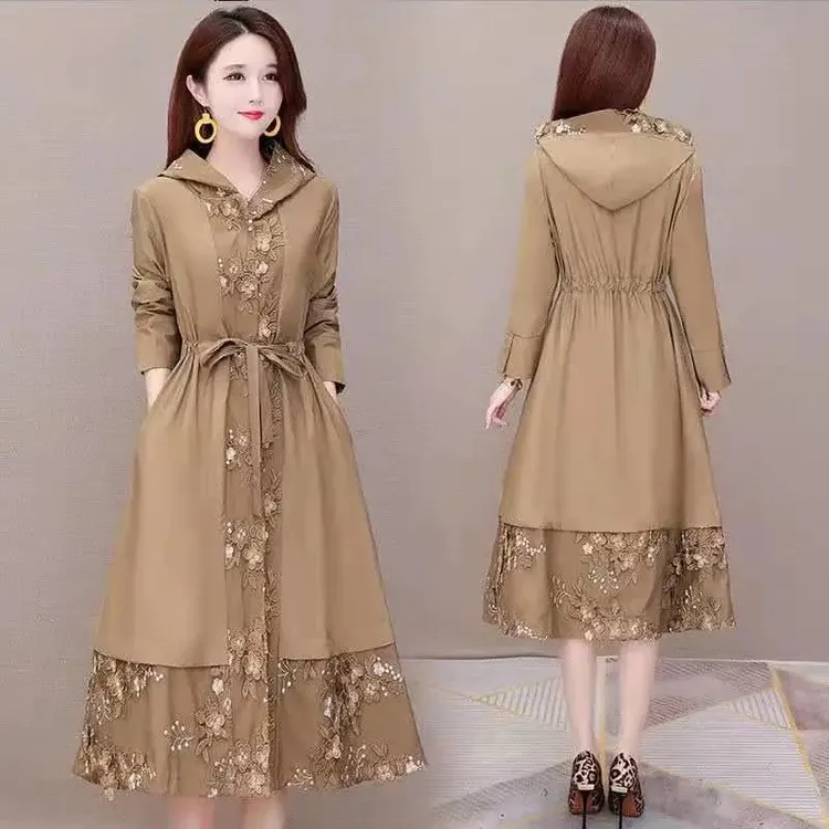 韩版中长款流行风衣女春季新款洋气大码百搭40岁春秋外套潮上衣服