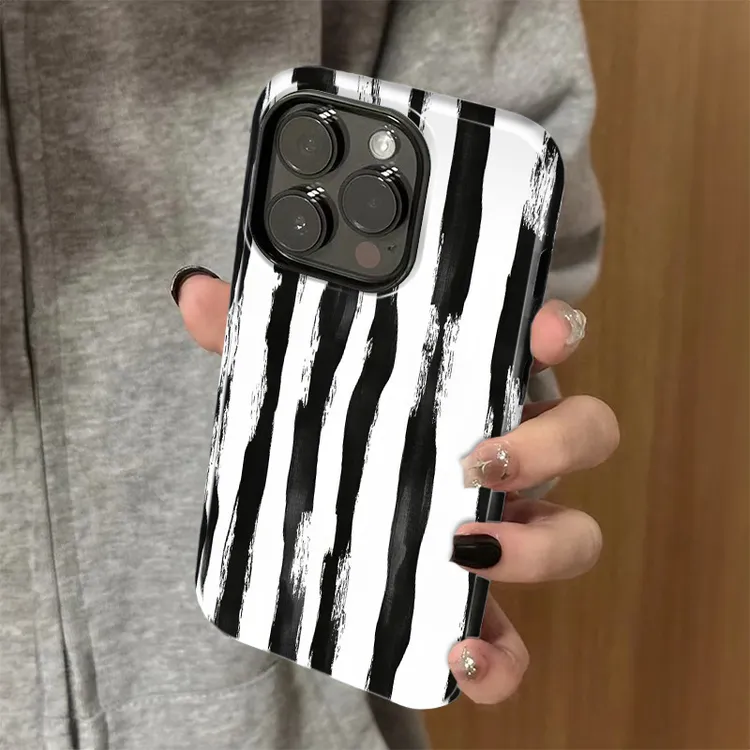 抽象条纹适用苹果vivo华为oppo小米iPhone17菲林二合一防摔手机壳