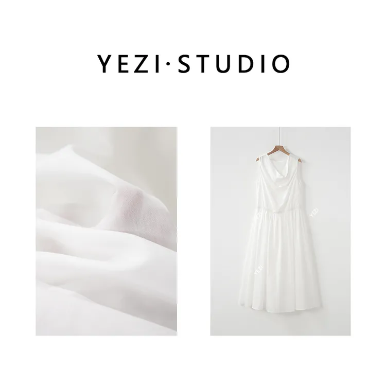 【西西里小白裙】法式松弛荡领一字肩白色轻松连衣裙25234065