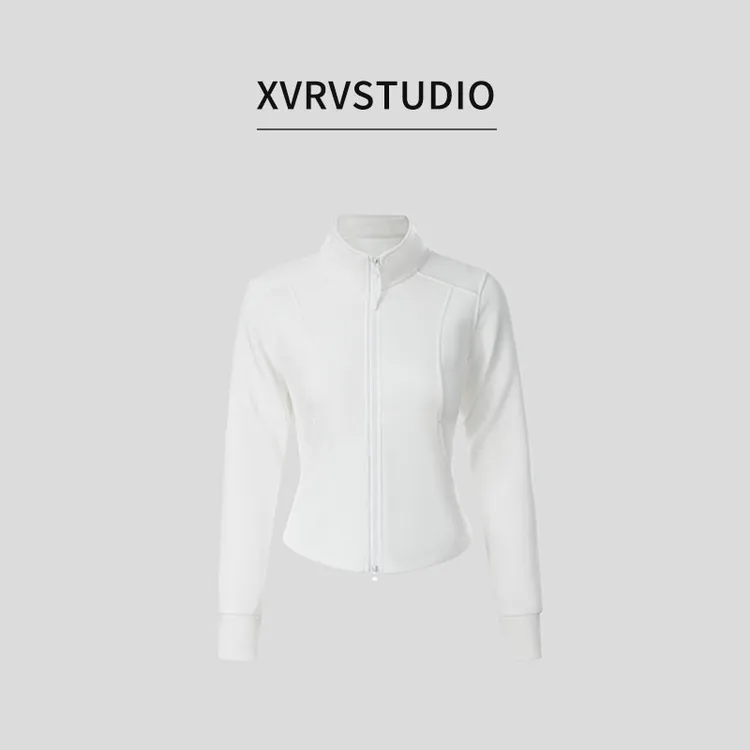 XVRV【秋上新】2025时尚百搭修身显瘦运动纯色立领拉链小外套女上衣