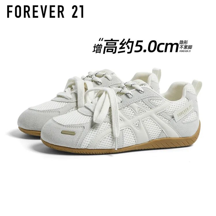 F21增高5cm德训鞋橡胶防滑底秋季新款隐形内增高透气时尚增高鞋