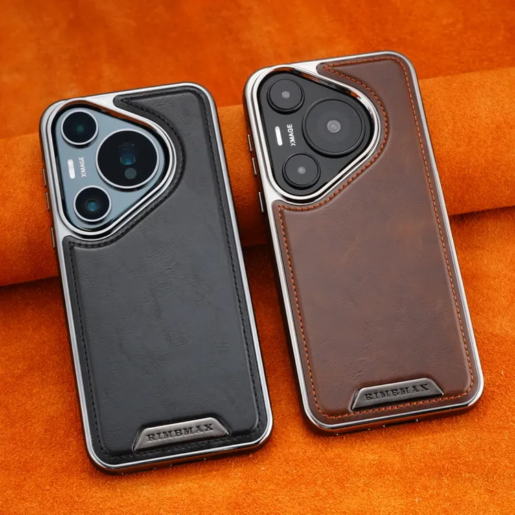 适用于华为Pura70Pro+皮质磁吸手机壳高档商务纯色Pura70全包防摔