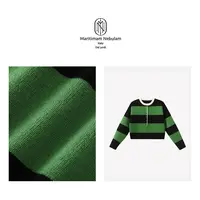 MN-【森系】法兰西条纹半开襟撞色针织套衫 JHC2054