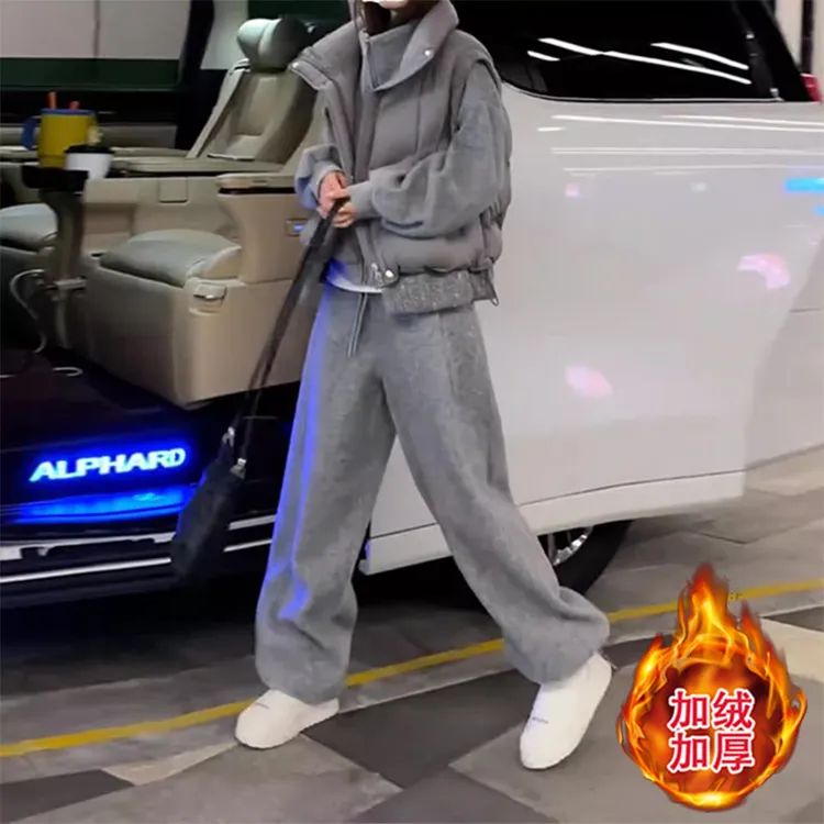 巨好看的冬装搭配一整套2025新款爆款棉服马甲卫衣休闲裤三件套