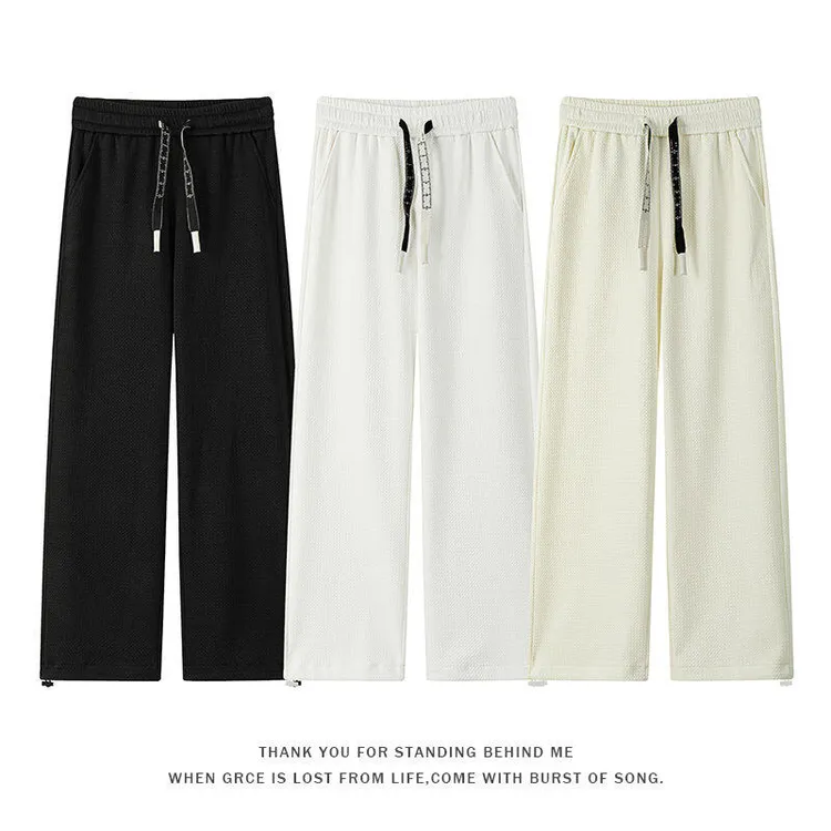 潮流夏季宽松直筒裤休闲裤薄款男春秋长裤新款 面层：氨纶含胶） 