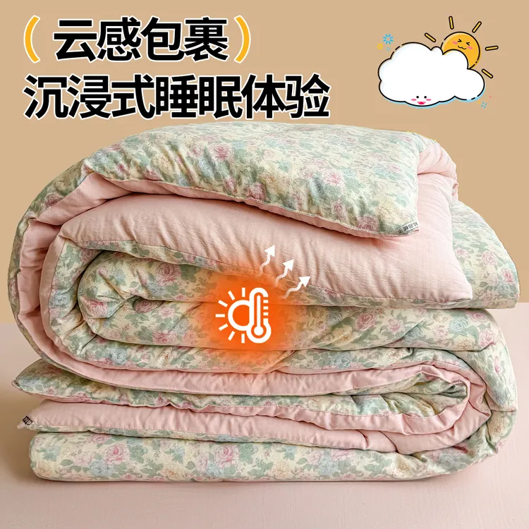 双层纱暖绒被加厚保暖被子春秋被冬被四季通用被芯家纺品被褥亲肤