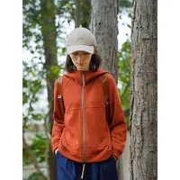 麻享【橘红帽衫】重磅汉麻棉女士新款秋冬外套户外连帽卫衣FSY50983