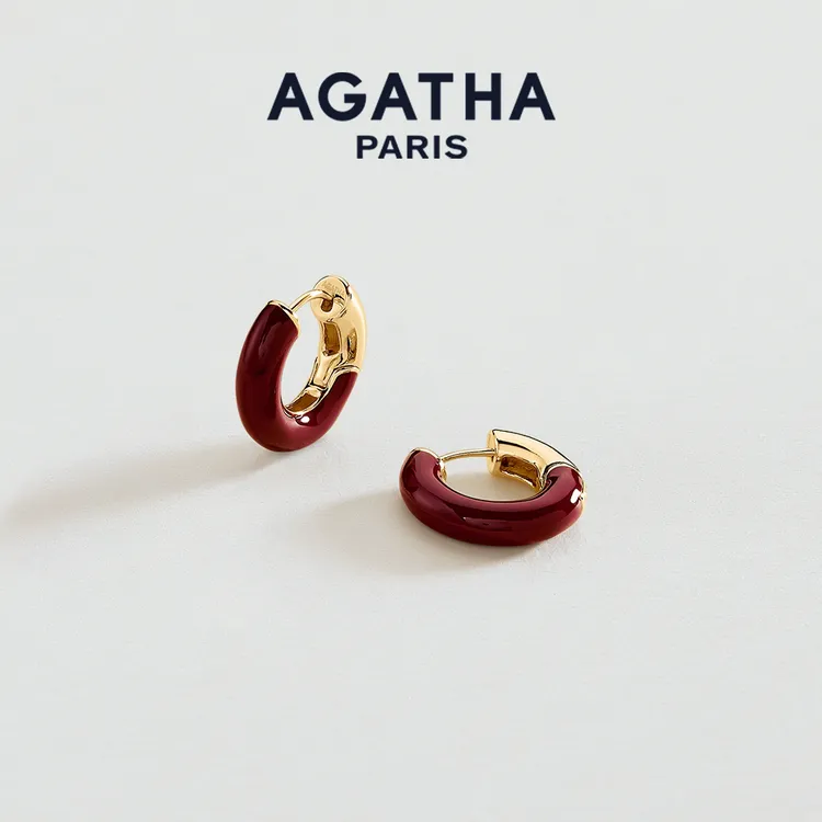AGATHA 铜合金珐琅耳饰 秋冬雅丹风设计感里奥系列法式百搭耳环D