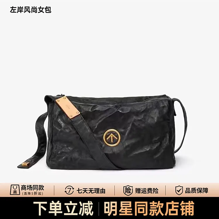 GROTTO个乐黑石包经典植鞣绵羊皮大容量单肩斜挎软包通勤大包百搭