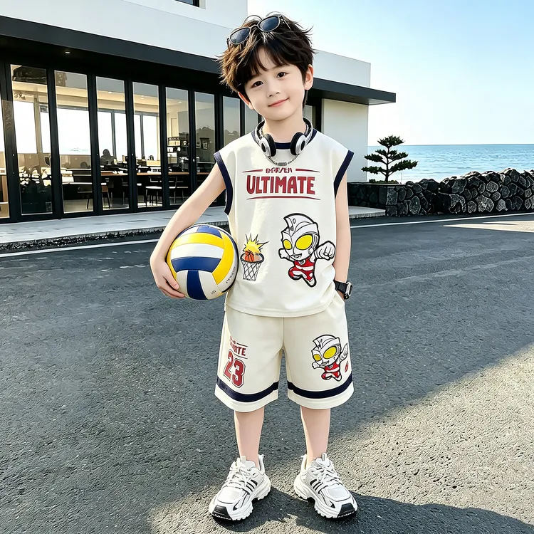 奥特衣服男童夏季套装2026新款儿童夏装男孩运动宝宝无袖篮球服