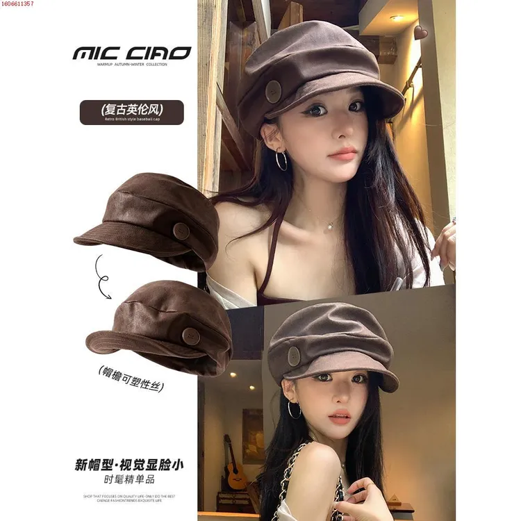 云朵贝雷帽女2025新款大头围显脸小复古文艺画家报童帽子八角帽潮