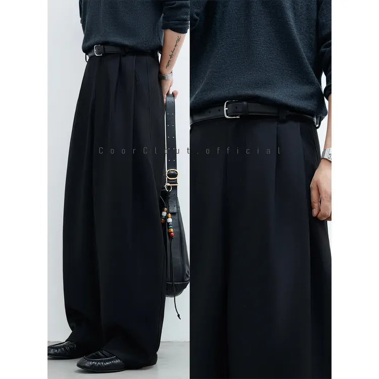 CoorClout 弯刀阔腿西裤小众设计高级感百搭宽松极简风休闲裤