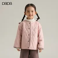【两面穿】papa爬爬冬季新款儿童棉服女童双色外套洋气撞色百搭