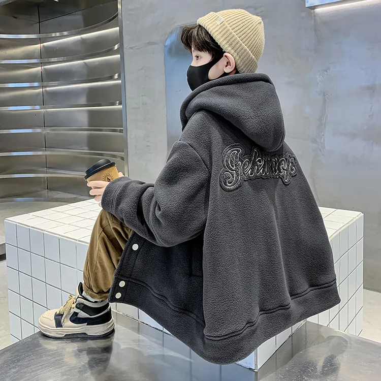 男童秋冬款外套2025新款儿童双面摇粒绒中大童加绒加厚冬季上衣潮