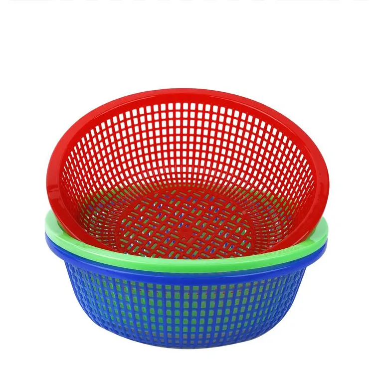 【厂家福利】圆形大号塑料食堂洗菜篮子厨房大菜筐大孔置物沥水周转