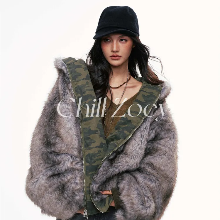 【菜菜专属】CHILL ZOEY 出逃暮色迷彩两面穿连帽外套