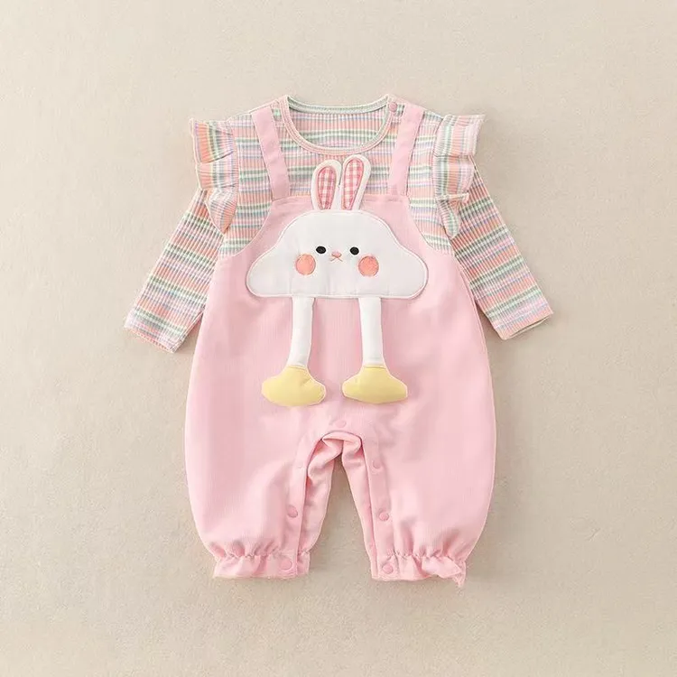 秋季新款婴儿衣服女宝宝可爱公主长袖连体衣新生儿周岁外出服