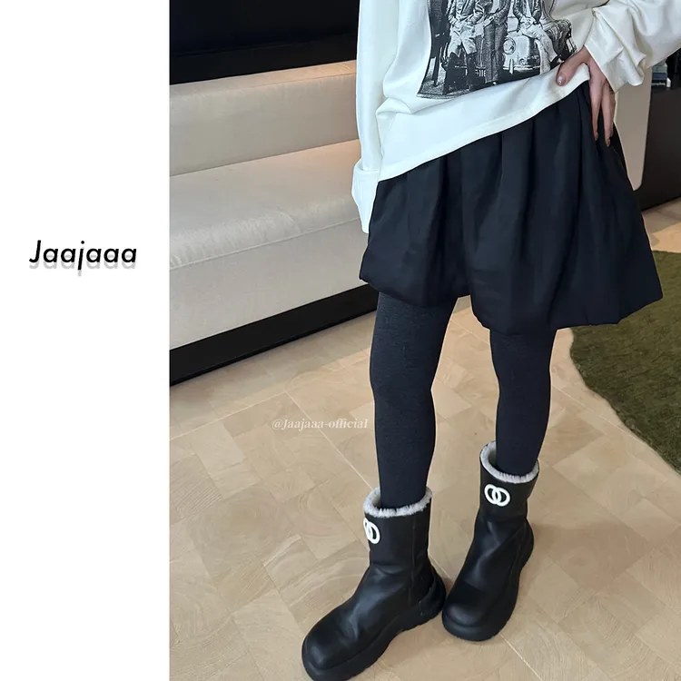 Jaajaaa东京暖炉  秋冬小众设计纯色通勤百搭显瘦花苞半身裙/BBBG