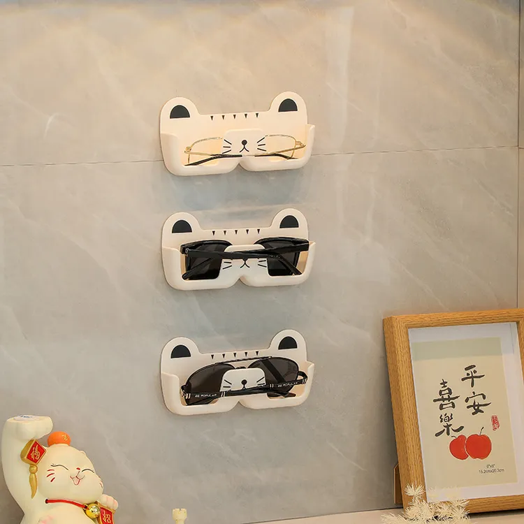 猫咪便携式眼镜收纳盒壁挂免打孔放近视家用墨镜收纳车载眼镜整理
