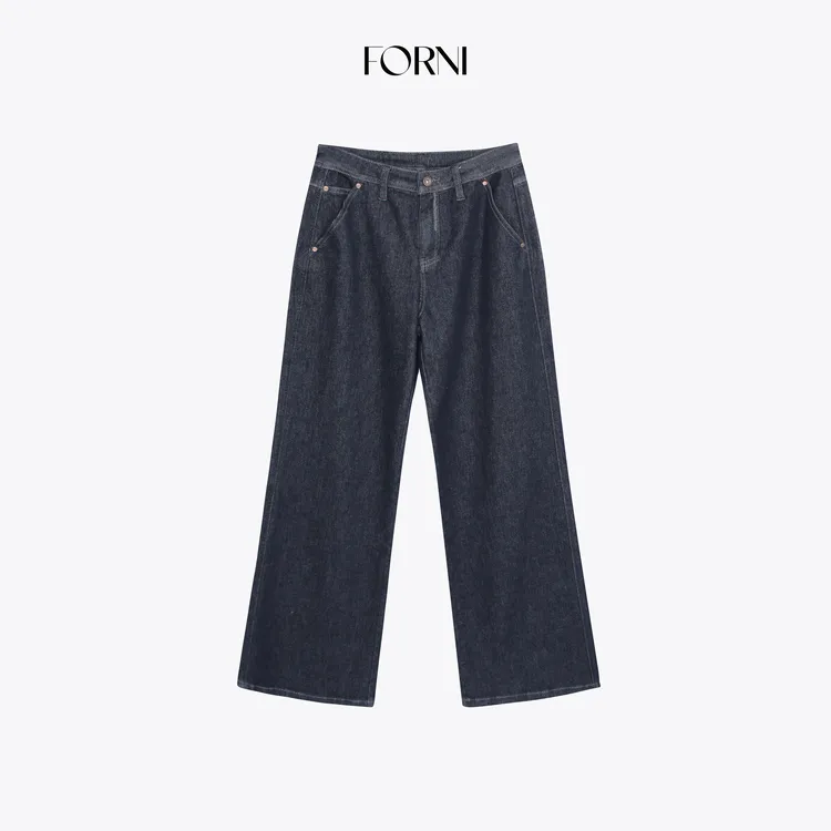 FORNI 买手牛仔 高支棉原色直筒休闲牛仔长裤