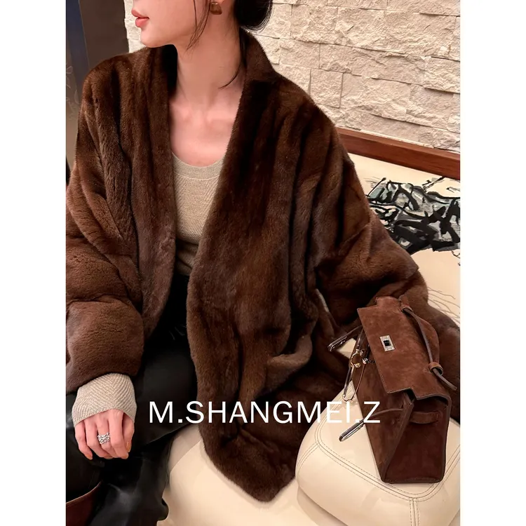 M.SHANGMEI.Z/沐熙【曼哈顿】美大哥半抽刀设计水貂毛皮草X113170