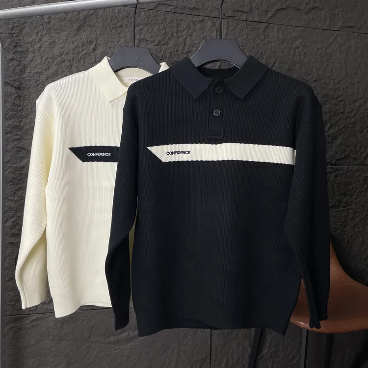 秋冬季男士针织衫时尚百搭翻领上衣长袖轻奢休闲商务打底男新款