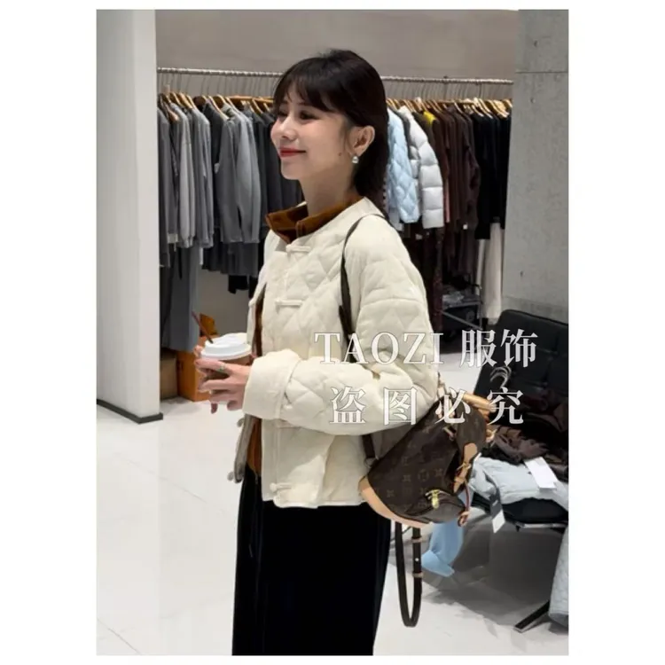 桃子自制 10005 【千呼万唤】冬季新款显瘦新中式加厚丝绒外套