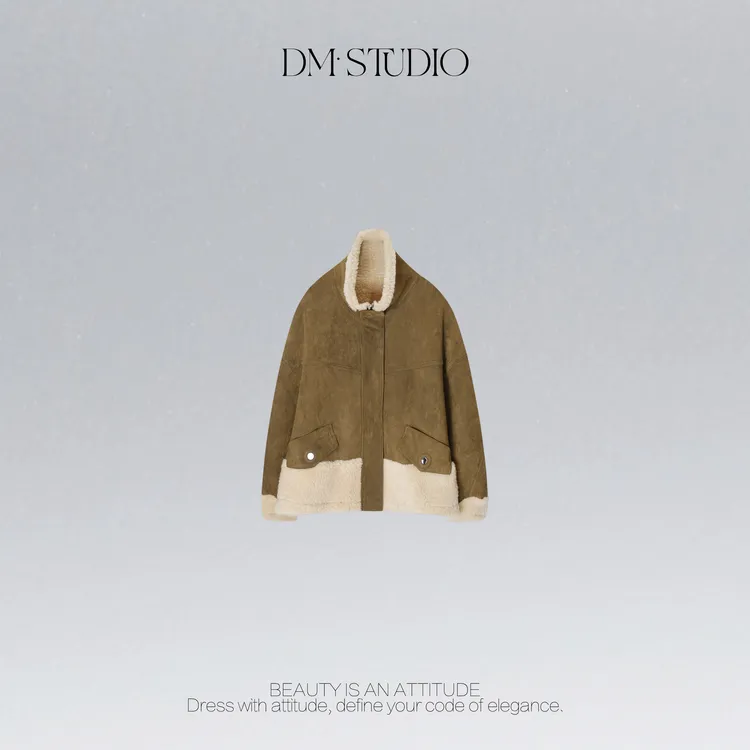 DEDM•STUDIO/复古小众设计冬季保暖羊毛麂皮绒外套2510WT/25968