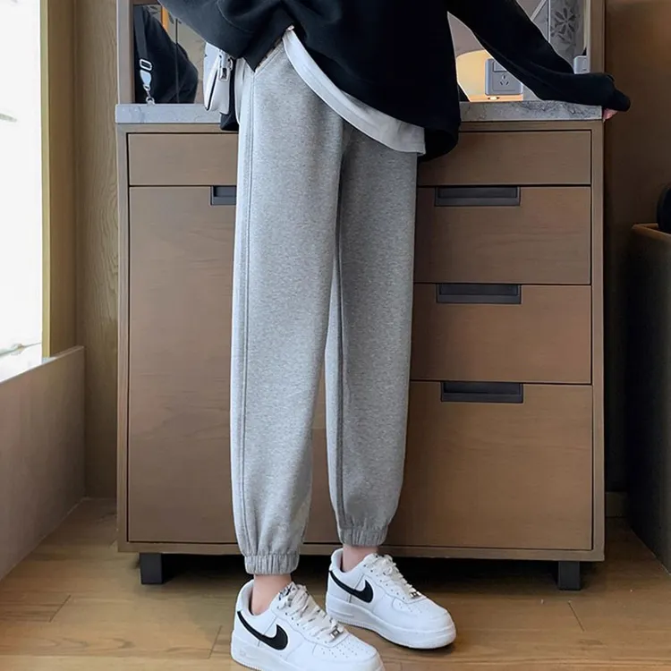 休闲透气加绒秋冬拼接休闲裤外穿长裤冬季女生哈伦裤春秋时尚