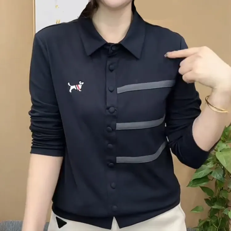 春秋新款长袖撞色衬衫女时尚百搭休闲简约女士上衣减龄妈妈装
