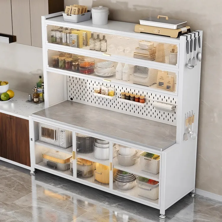 多功能岩板餐边柜靠墙一体家用碗柜收纳柜高级感置物柜厨房储物柜