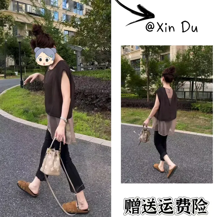 2025夏季新款时尚显瘦气质女士网红洋气两件套百搭款D21967