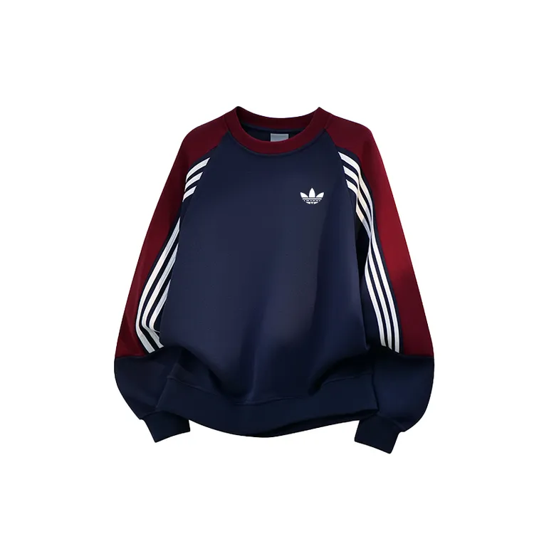 【官方奥特莱斯一折专区】纯棉380克重磅美式情侣经典条纹圆领卫衣