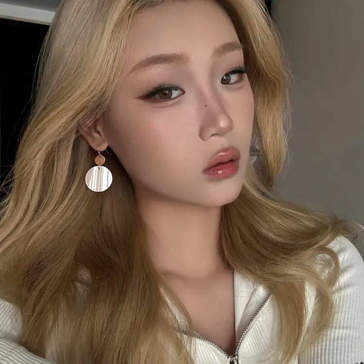 铜合金玻璃耳饰 波西米亚风夸张圆片气质耳环大气显脸小时耳坠