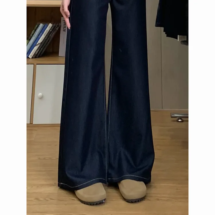 丹宁蓝不贴腿微喇叭牛仔裤女2025夏季薄款宽松显瘦垂感百搭凉凉裤