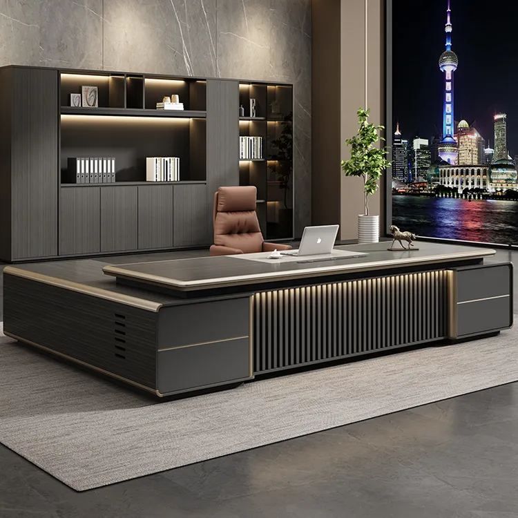 华祖老板桌总裁董事长办公桌高级感大班台经理办公室桌办公桌椅