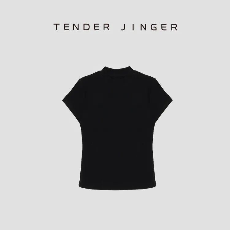Tender Jinger｜轻薄小飞袖半高领短袖T53SZS30763